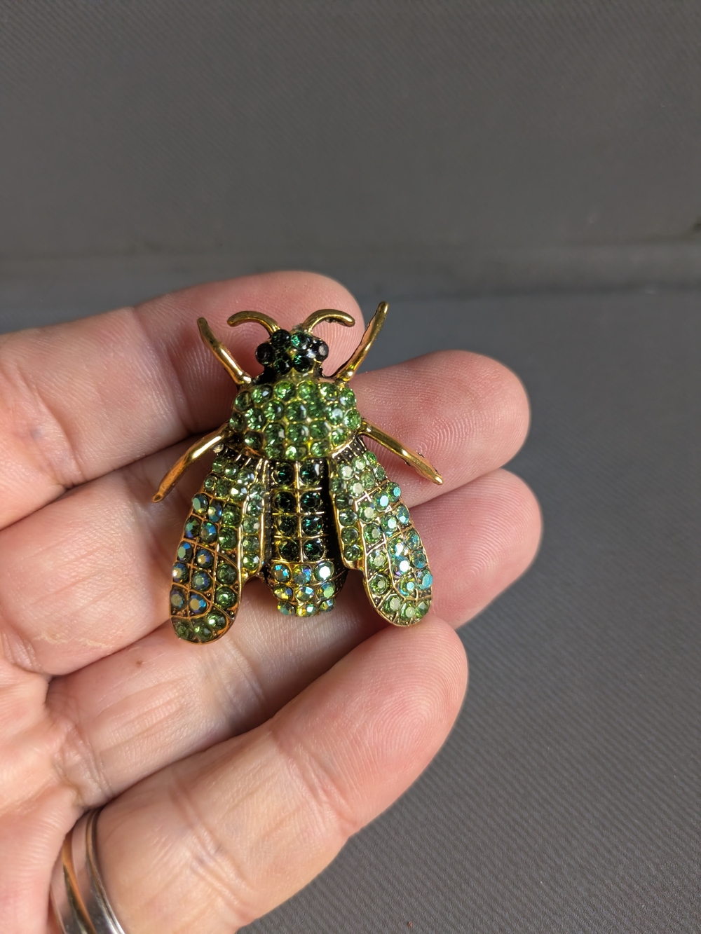 Green Crystal Bee Brooch - Unbranded Gold-Tone Women's Jewelry